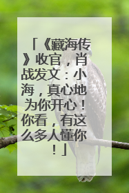 《藏海传》收官，肖战发文：小海，真心地为你开心！你看，有这么多人懂你！