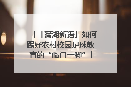「蒲湖新语」如何踢好农村校园足球教育的“临门一脚”