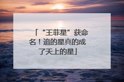 “王菲星”获命名！追的星真的成了天上的星