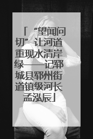 “望闻问切”让河道重现水清岸绿——记郓城县郓州街道镇级河长孟泓辰
