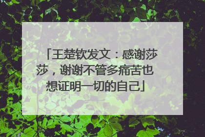 王楚钦发文：感谢莎莎，谢谢不管多痛苦也想证明一切的自己