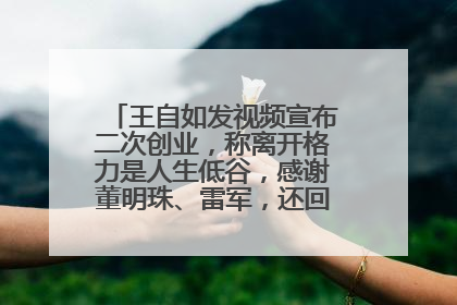 王自如发视频宣布二次创业,称离开格力是人生低谷,感谢董明珠、雷军,还回应了“工资条”:清楚自己要什么……