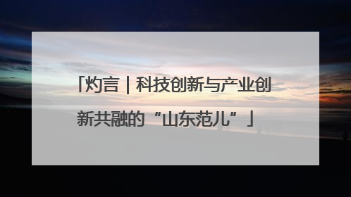 灼言｜科技创新与产业创新共融的“山东范儿”