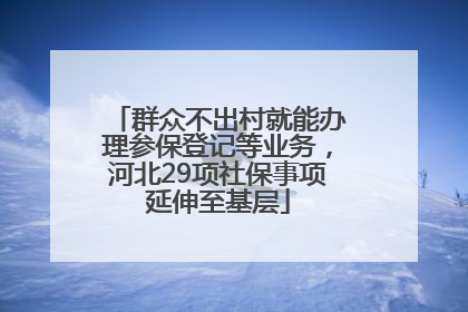 群众不出村就能办理参保登记等业务，河北29项社保事项延伸至基层