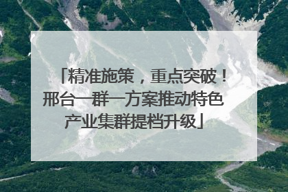 精准施策，重点突破！邢台一群一方案推动特色产业集群提档升级