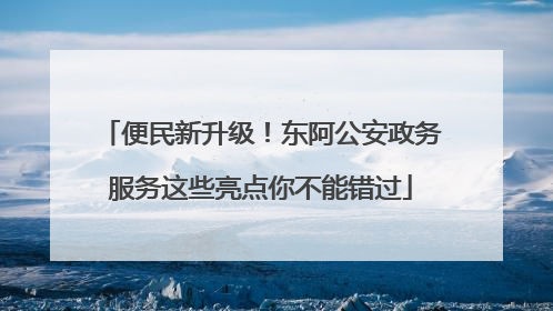 便民新升级！东阿公安政务服务这些亮点你不能错过