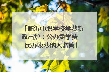 临沂中职学校学费新政出炉：公办免学费 民办收费纳入监管