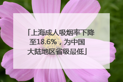 上海成人吸烟率下降至18.6%，为中国大陆地区省级最低