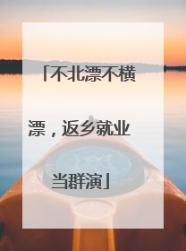 不北漂不横漂，返乡就业当群演