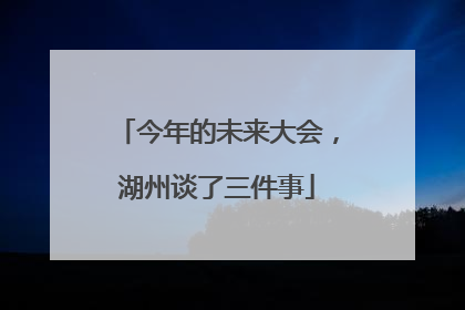 今年的未来大会，湖州谈了三件事