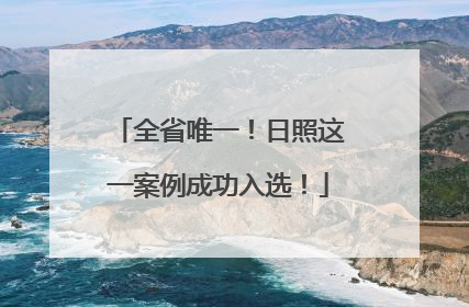 全省唯一！日照这一案例成功入选！