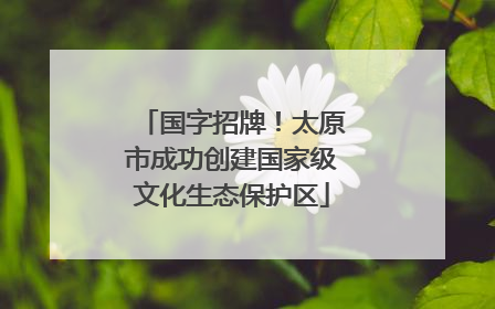 国字招牌！太原市成功创建国家级文化生态保护区