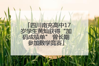 四川南充高中17岁学生黄灿获得“加码成绩单” 曾长期参加数学竞赛