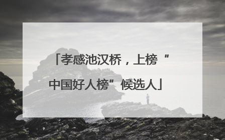 孝感池汉桥，上榜“中国好人榜”候选人