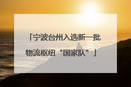 宁波台州入选新一批物流枢纽“国家队”