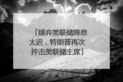 嫌弃美联储降息太迟，特朗普再次抨击美联储主席