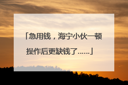 急用钱，海宁小伙一顿操作后更缺钱了……