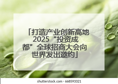 打造产业创新高地 2025“投资成都”全球招商大会向世界发出邀约