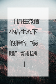 抓住微信小店生态下的推客“躺赚”新机遇