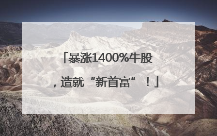 暴涨1400%牛股，造就“新首富”！