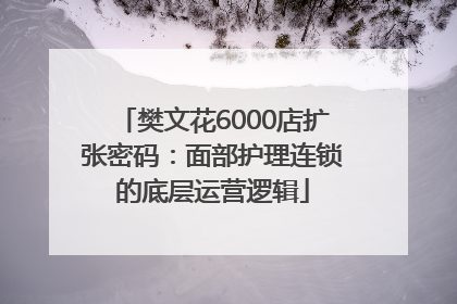 樊文花6000店扩张密码：面部护理连锁的底层运营逻辑