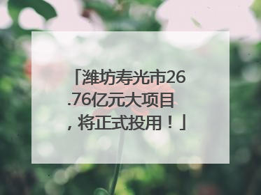 潍坊寿光市26.76亿元大项目，将正式投用！