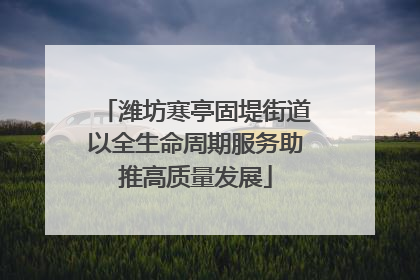 潍坊寒亭固堤街道以全生命周期服务助推高质量发展