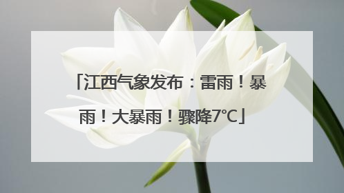 江西气象发布：雷雨！暴雨！大暴雨！骤降7℃