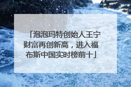 泡泡玛特创始人王宁财富再创新高，进入福布斯中国实时榜前十