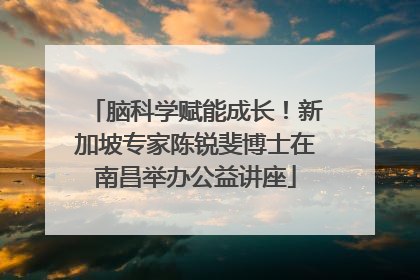 脑科学赋能成长！新加坡专家陈锐斐博士在南昌举办公益讲座