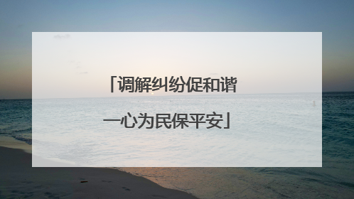 调解纠纷促和谐 一心为民保平安