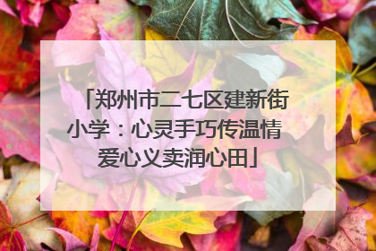 郑州市二七区建新街小学：心灵手巧传温情 爱心义卖润心田