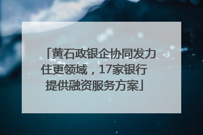 黄石政银企协同发力住更领域，17家银行提供融资服务方案