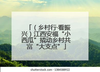 （乡村行·看振兴）江西安福“小西瓜”撬动乡村共富“大支点”