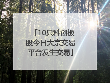 10只科创板股今日大宗交易平台发生交易